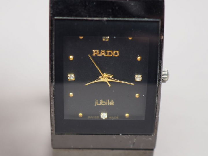 RADO.  Montre bracelet, modèle "Jubilé" hogh tech ceramics, cadran noi
