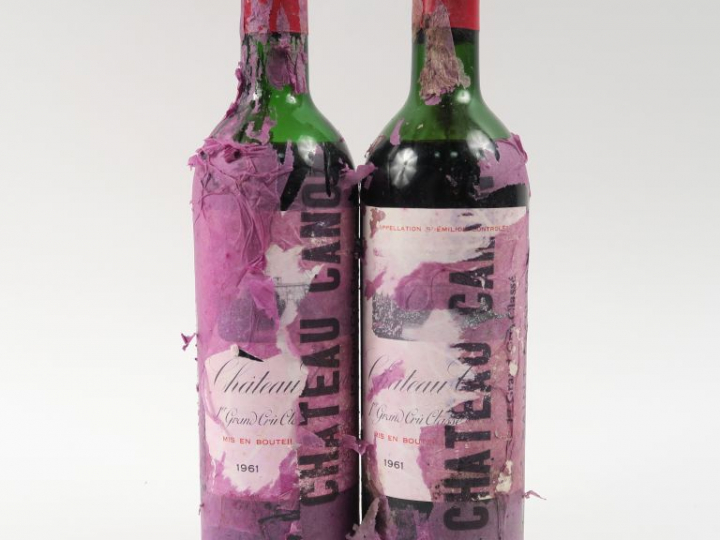 2 BOUTEILLES CHÂTEAU CANON 1er GCC ST EMILION - 1961 - MEP-BEP/EA/1 CA