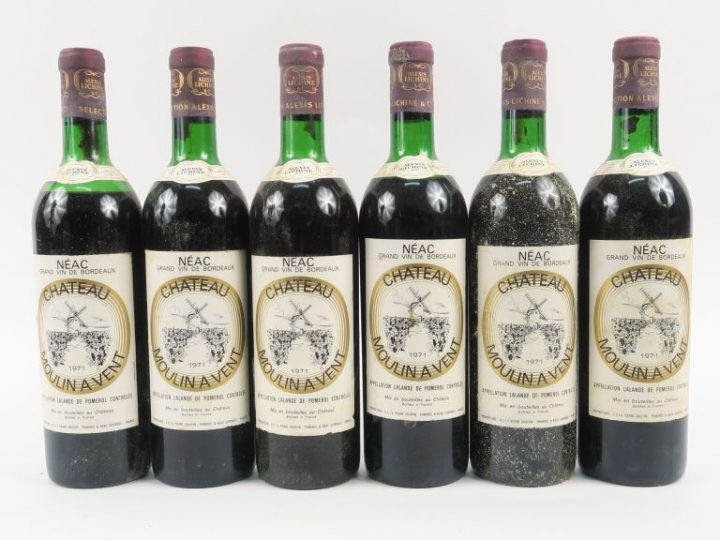 6 BOUTEILLES CHÂTEAU MOULIN A VENT LALANDE DE POMEROL - 1971 - 3 HEP/2
