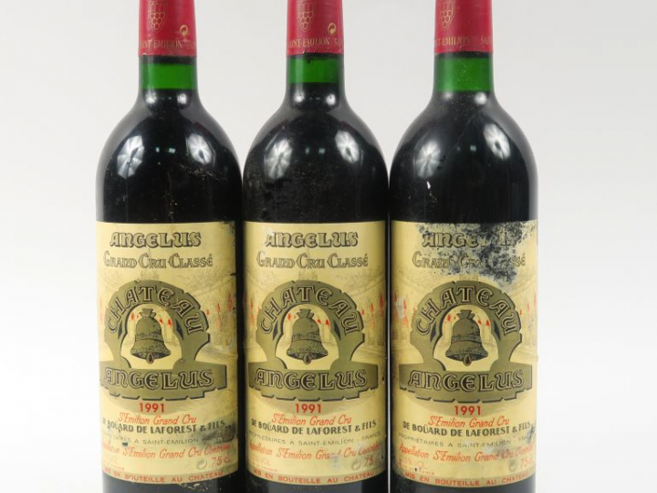3 BOUTEILLES CHÂTEAU L'ANGELUS GC ST EMILION - 1991 - 1 ELT