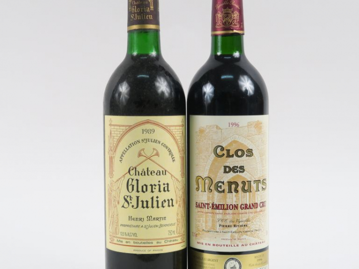 2 BOUTEILLES : 1 CHÂTEAU GLORIA ST JULIEN 1989 - 1 CLOS DES MENUTS GC 