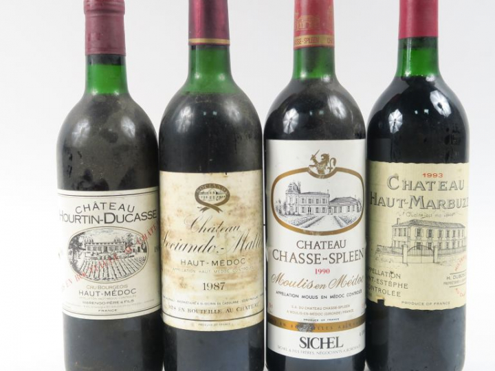4 BOUTEILLES : 1 SOCIANDO MALLET 1987 HEP - 1 CHÂTEAU HOURTIN DUCASSE 