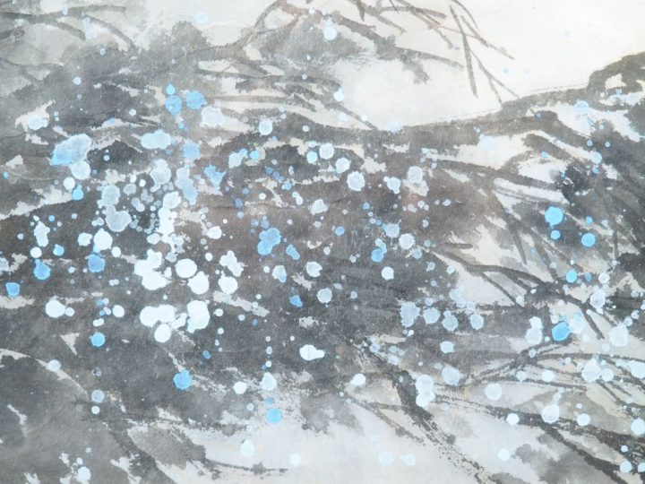 WU YUAN  "Village de pêcheurs" Aquarelle.  Signée en haut à gauche.  1