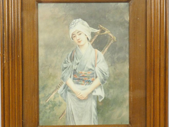 Suite de trois aquarelles sur papier représentant un jeune homme fuman