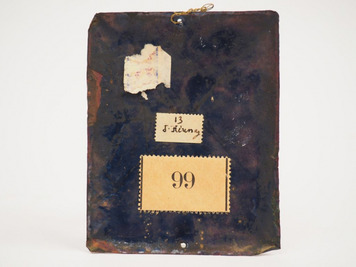 	Plaque en émail peint polychrome représentant saint Léonard dans un m