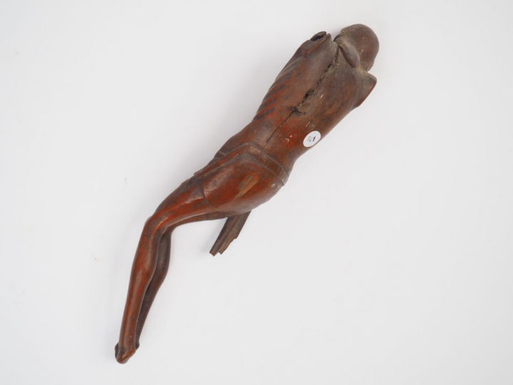 Grand fragment de crucifix XVIIème en buis.  H. 35 cm