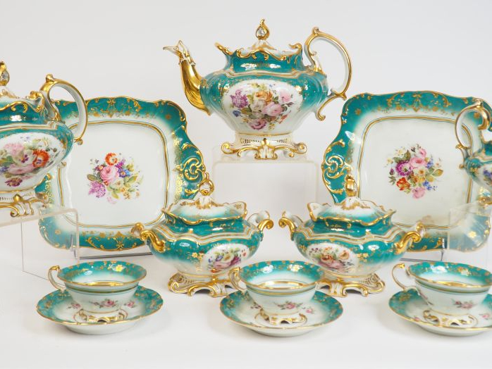 Service à thé et à café Louis-Philippe en porcelaine de Paris, à décor