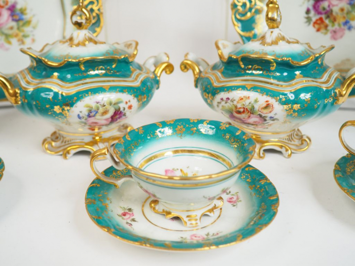 Service à thé et à café Louis-Philippe en porcelaine de Paris, à décor