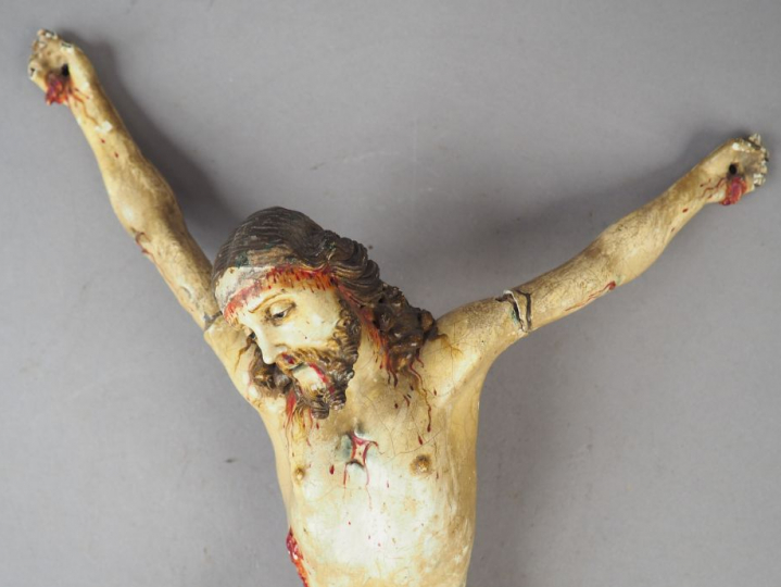 Christ en papier maché et polychromé. Espagne, XVIII- XIXème siècle.  
