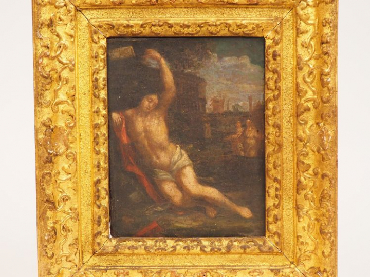 	Ecole française ou italienne XVIIème.  « Saint Sébastien » Huile sur 