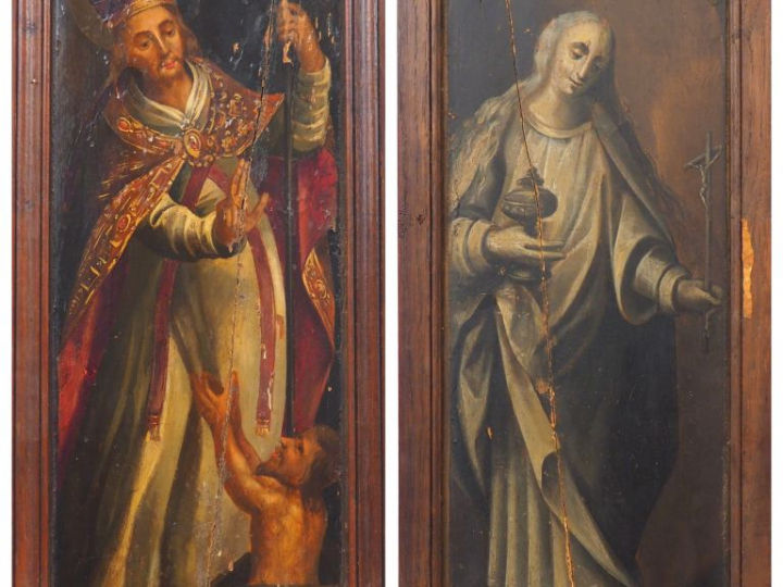 Ecole flamande vers 1600.  « Sainte Madeleine » et « Saint évêque » Hu