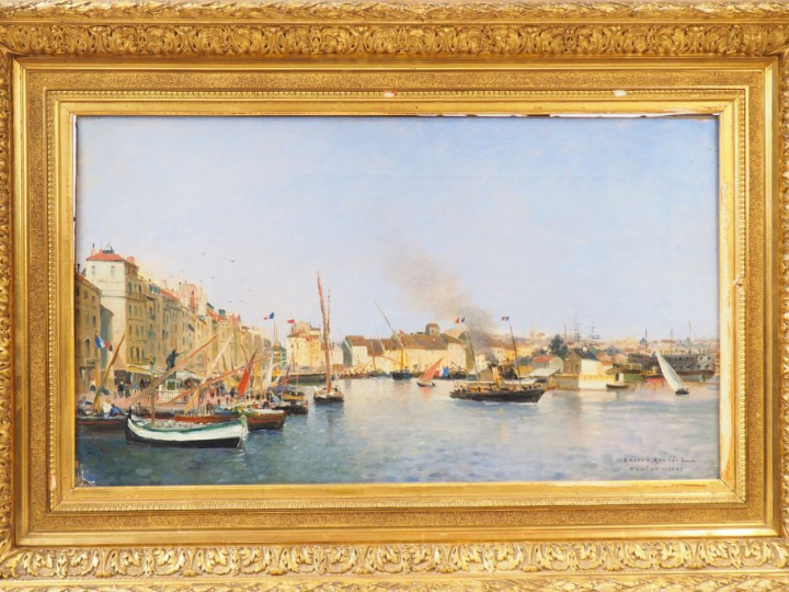 Gaston ROULLET  "Toulon" Huile sur toile.  Signée en bas à droite et s