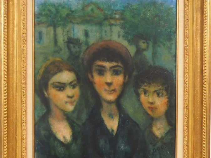 Edouard GOERG "Personnages en banlieue" Huile sur toile. Signée en bas