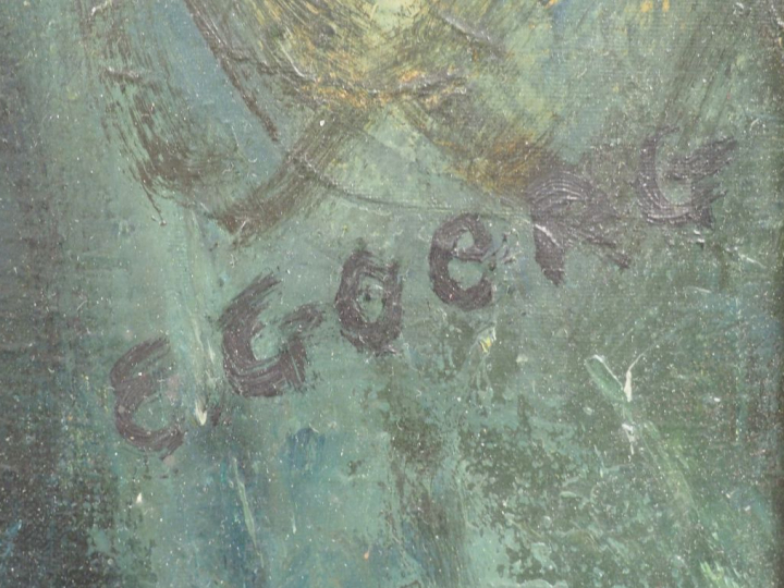 Edouard GOERG "Personnages en banlieue" Huile sur toile. Signée en bas