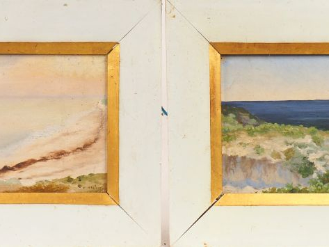 M. HALAY. « Vue de Belle-Ile en mer » Paire d’huiles sur toile. Signée