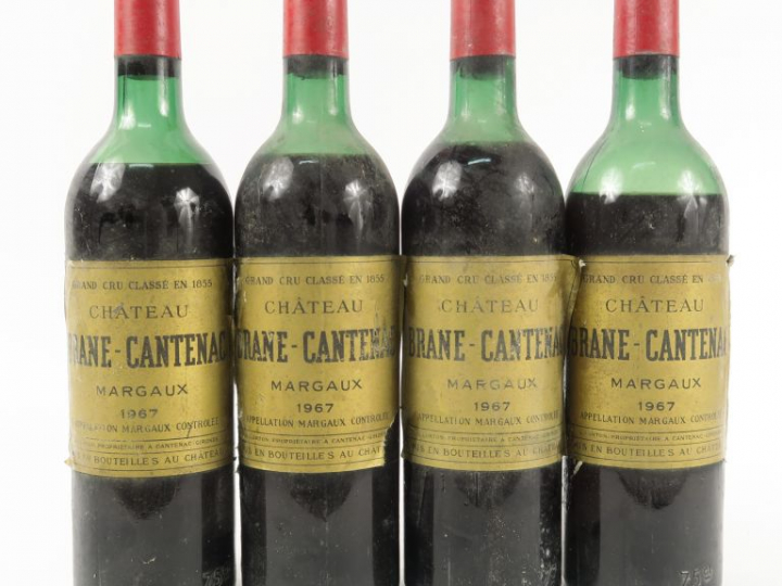 4 BOUTEILLES CHÂTEAU BRANE CANTENAC GCC MARGAUX - 1967 - 1 HEP-MEP/2 M
