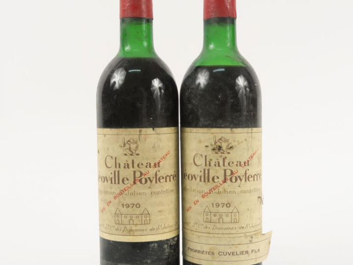 2 BOUTEILLES CHÂTEAU LEOVILLE POYFERRE GC ST JULIEN - 1970 - 1 HEP/1 M