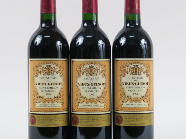 3 BOUTEILLES CHÂTEAU DU VIEUX GUINOT ST EMILION GC - 1996