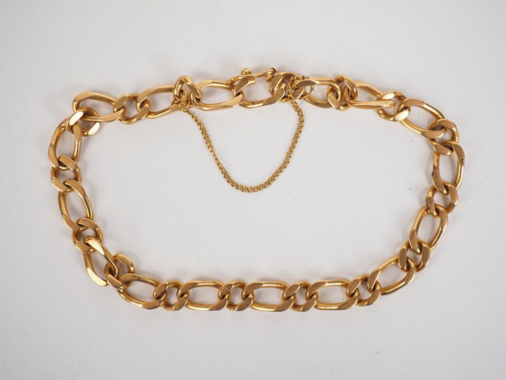 Bracelet en or jaune, maille gourmette. Poids. 11,34 g
