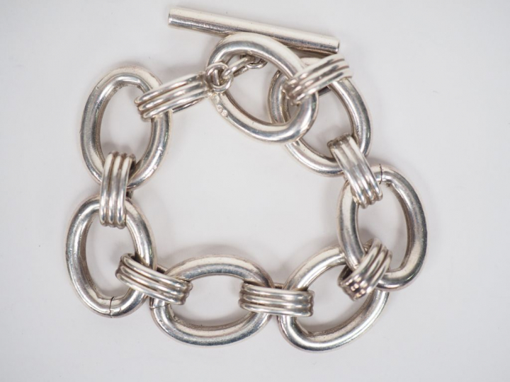 Bracelet en argent, maille forçat.  Poids. 61.54 g
