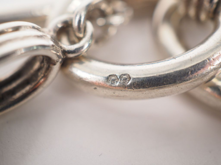 Bracelet en argent, maille forçat.  Poids. 61.54 g