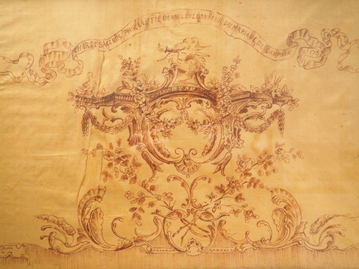 Ecole française XIXème. "Char de Bacchus pour le mariage du dauphin en