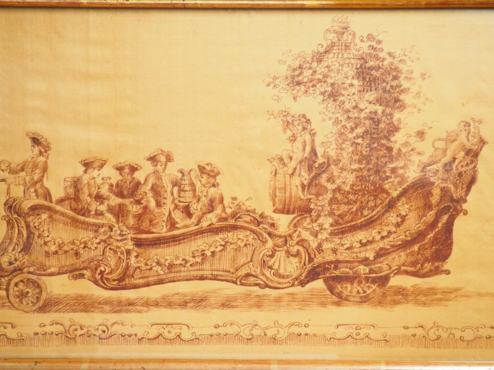 Ecole française XIXème. "Char de Bacchus pour le mariage du dauphin en