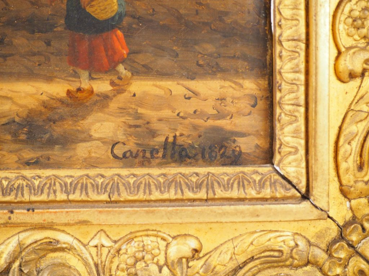 Giuseppe CANELLA  "Route de Rocquemont à Luzarches". (les halles et le