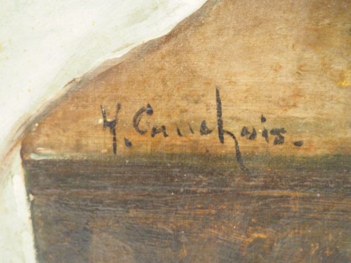 Henri CAUCHOIX.  'Nature morte aux crustacés'. Huile sur toile, signée