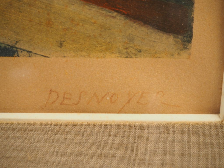 François DESNOYER. 'Vue d'Albi'. Lithographie en couleurs, signée en b