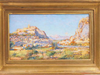 Vente aux enchères Julien Gustave GAGLIARDINI. 'Sisteron'. Huile sur panneau, signée en b