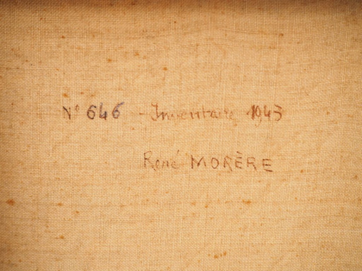 René MORERE. "Personnages" Huile sur toile, signée en bas à droite. Po