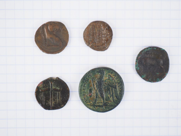 Lot de 5 monnaies grecques en bronze dont Carthage, Syracuse, Royaume 