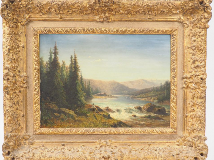 KIRCHMANT "Rivière dans les Alpes bavaroises" Huile sur panneau. Signé