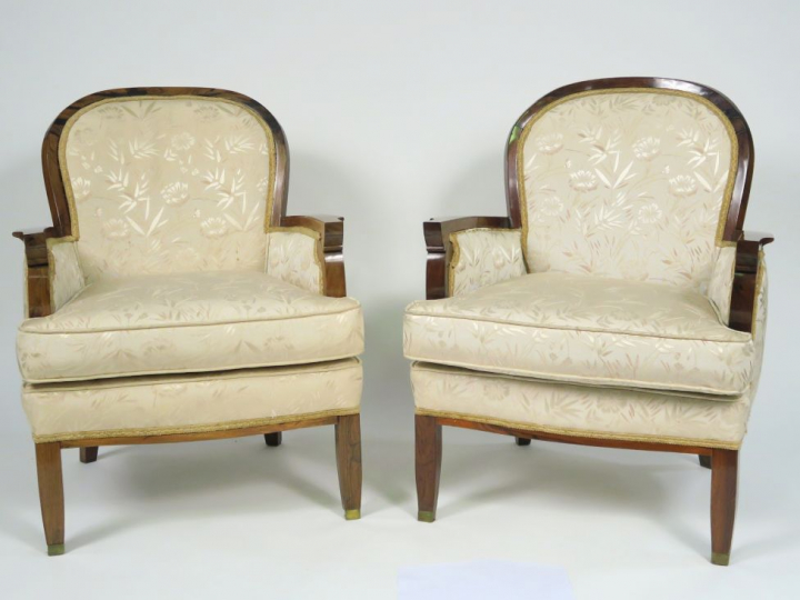 Suite de quatre bergères de style 1940 en palissandre de Rio, garnitur