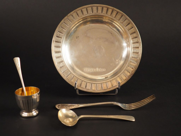 Petit nécessaire d'enfant de style Art déco en argent, poinçon Minerve