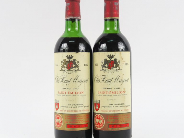 2 BOUTEILLES CLOS HAUT MAZERAT GC ST EMILION - 1975 - 1 LB/1 HEP