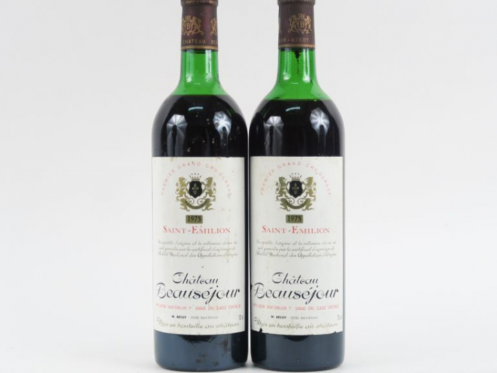 2 BOUTEILLES CHÂTEAU BEAU SÉJOUR BÉCOT 1er GCC ST EMILION - 1975 - 1 H
