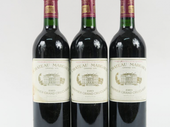 3 BOUTEILLES CHÂTEAU MARGAUX 1er GCC MARGAUX - 1989 - BG/1 ETLT