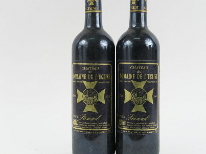 2 BOUTEILLES CHÂTEAU DU DOMAINE DE L'ÉGLISE POMEROL - 2008