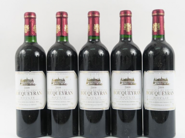 5 BOUTEILLES CHÂTEAU BOUQUEYRAN MOULIS - 2009 - BG