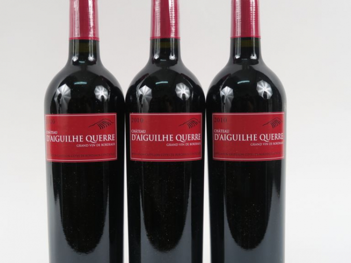 3 BOUTEILLES CHÂTEAU D'AIGUILHE QUERRE CÔTES DE CASTILLON - 2010