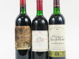 Vente aux enchères 3 BOUTEILLES : 1 CHÂTEAU DU TERTRE MARGAUX 1985 LB/EA - 1 CHÂTEAU HAUT