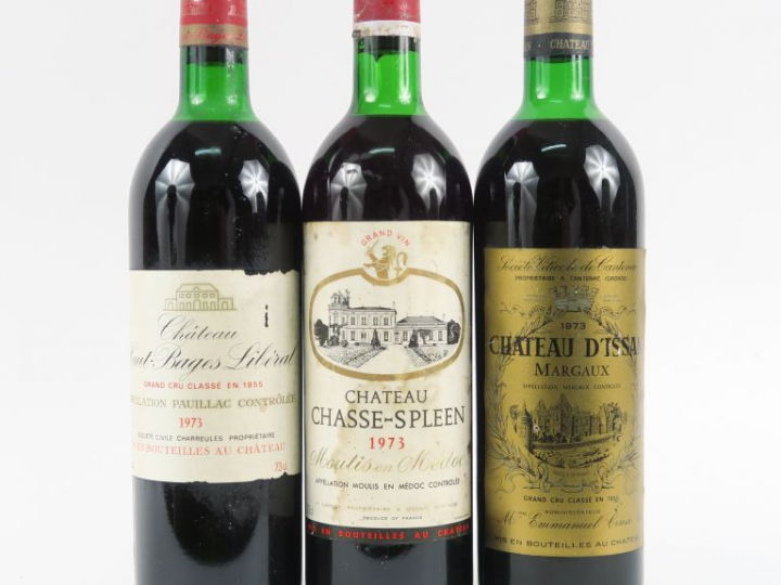 3 BOUTEILLES DE 1973 : 1 CHÂTEAU D'ISSAN MARGAUX HEP - 1 CHÂTEAU HAUT 
