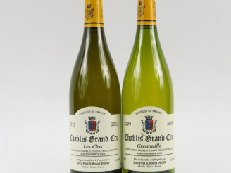 Vente aux enchères 2 BOUTEILLES CHABLIS GC J.P.   B. DROIN : 1 GRENOUILLE 2009 - 1 LES CL