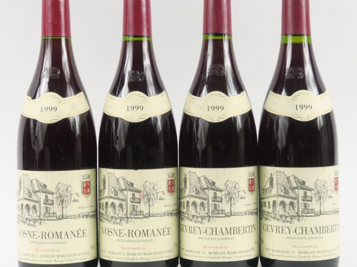 4 BOUTEILLES DOMAINE G. ROBLOT-MARCHAND 1999 : 2 VOSNE ROMANÉE - 2 GEV