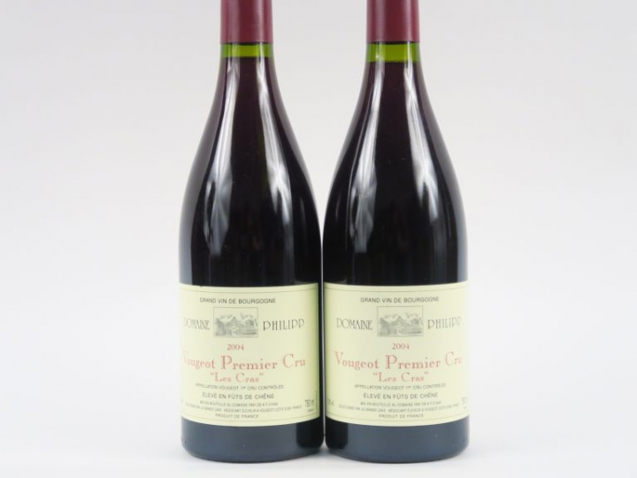 2 BOUTEILLES VOUGEOT 1er CRU 'LES CRAS' DOMAINE PHILIPP - 2004