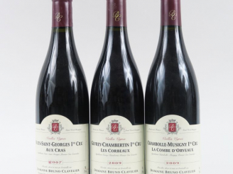 Vente aux enchères 3 BOUTEILLES B. CLAVELIER : 1 NUITS ST GEORGES 1er CRU 'AUX CRAS' 2007