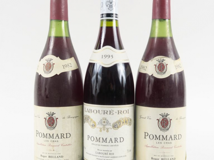 3 BOUTEILLES POMMARD : 2 'LES CRAS' R. BELLAND 1982 - 1 LABOURÉ ROI 19
