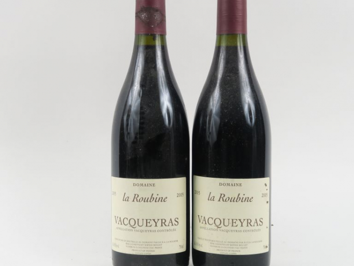 2 BOUTEILLES VACQUEYRAS DOMAINE LA ROUBINE - 2005